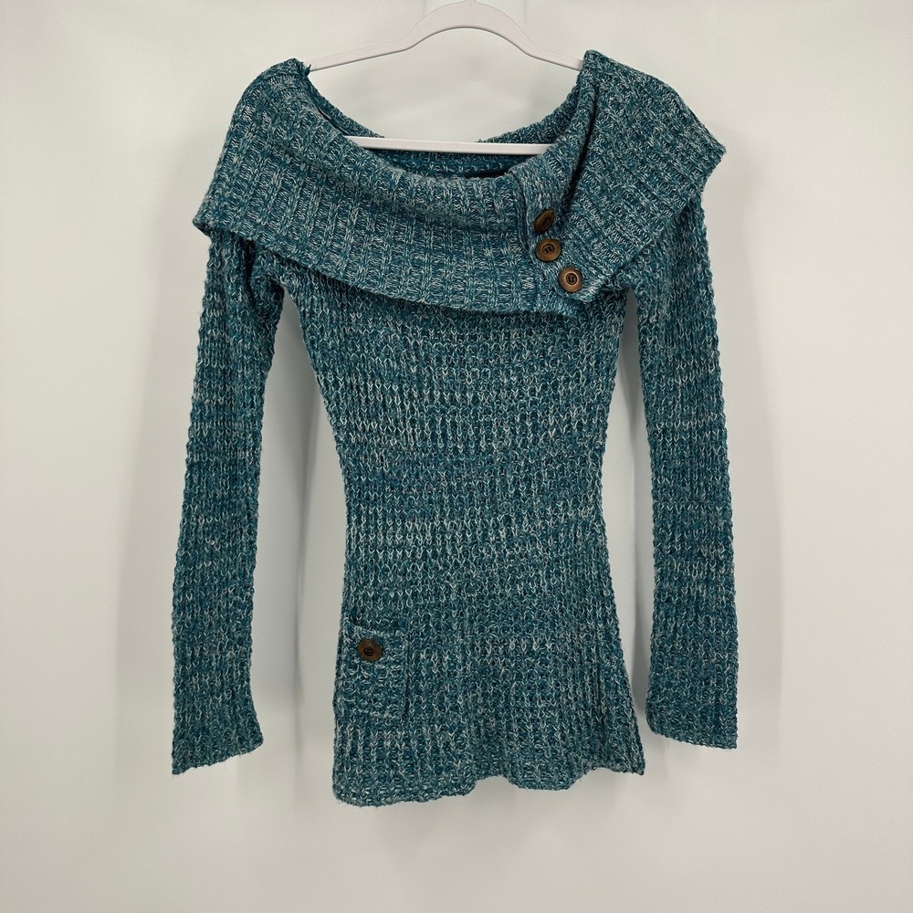 Wet Seal Womens Y2K Whimisigoth Indie Top Size M Earthy Soft Girl Layering Teal